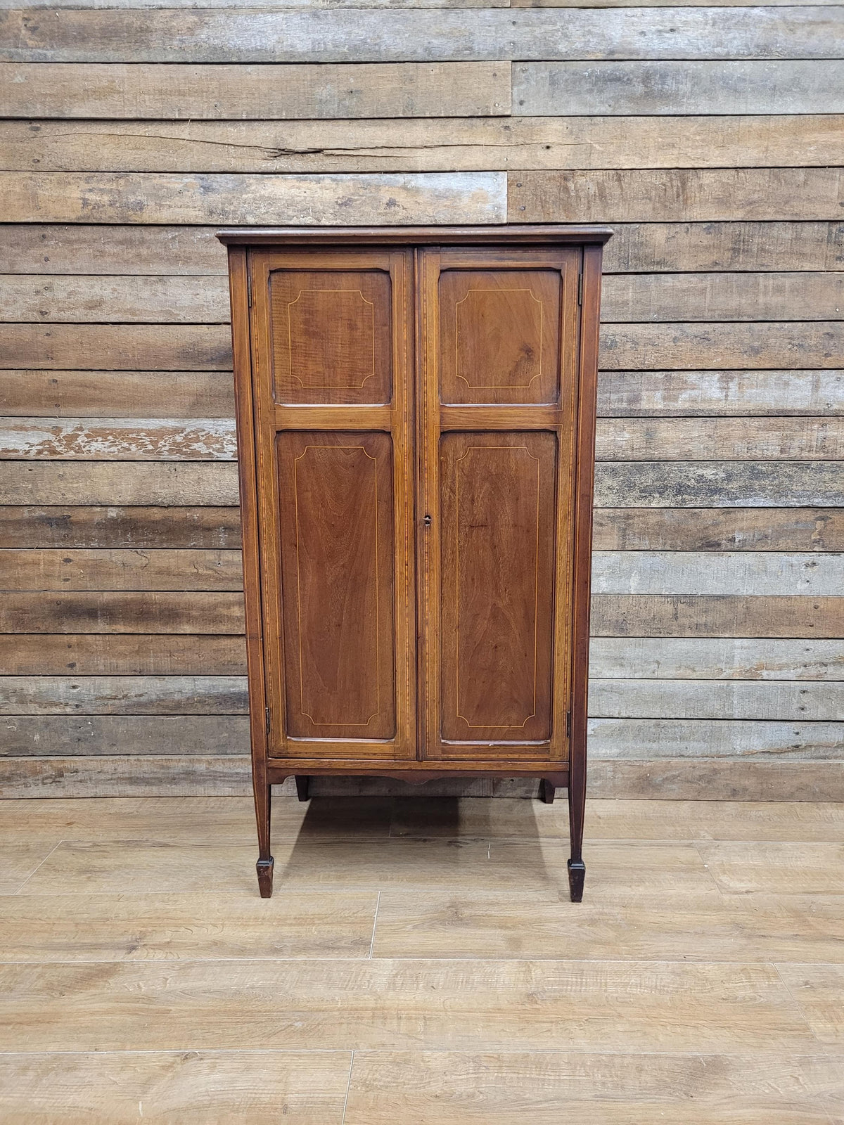 Antique Edwardian Mahogany Inlaid Music Cabinet Sheraton Revival Circa 1910