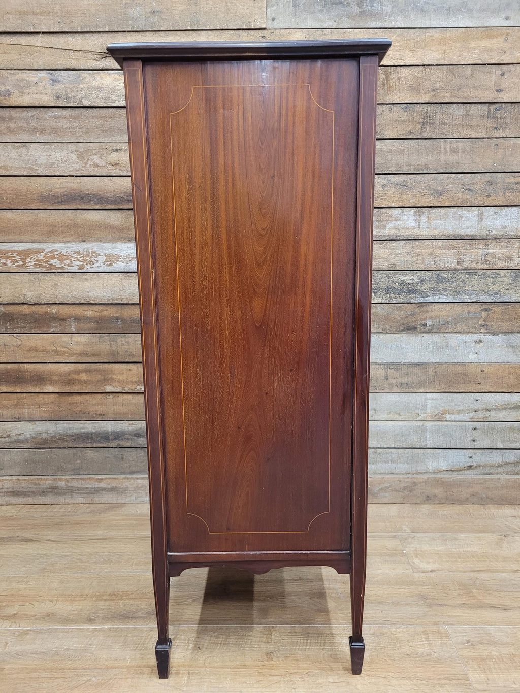 Antique Edwardian Mahogany Inlaid Music Cabinet Sheraton Revival Circa 1910