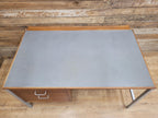 Lucas Furniture Mid Century Modern Desk Teak Two Drawer Industrial Metal Frame