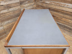 Lucas Furniture Mid Century Modern Desk Teak Two Drawer Industrial Metal Frame