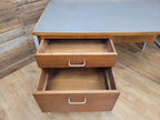 Lucas Furniture Mid Century Modern Desk Teak Two Drawer Industrial Metal Frame