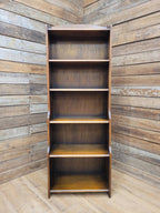 Vintage Oak Narrow Bookcase Arts And Crafts Style Five Tier Shelving