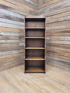 Vintage Oak Narrow Bookcase Arts And Crafts Style Five Tier Shelving