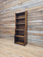 Vintage Oak Narrow Bookcase Arts And Crafts Style Five Tier Shelving