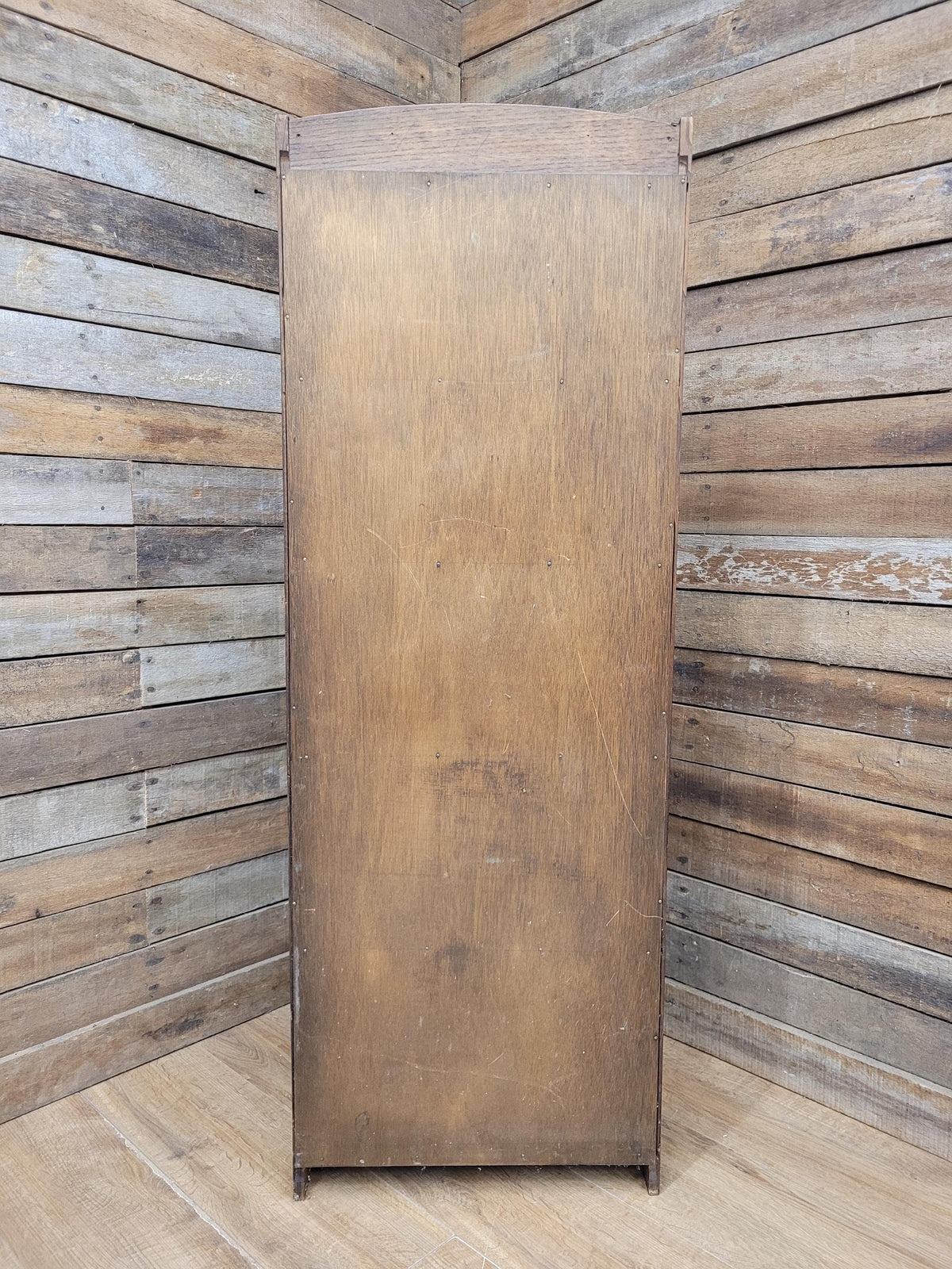 Vintage Oak Narrow Bookcase Arts And Crafts Style Five Tier Shelving