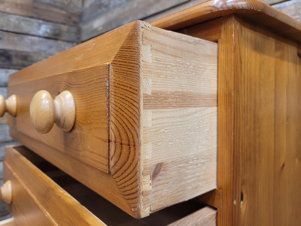 Solid Pine Slimline Tallboy Wellington Chest Of Six Drawers Farmhouse Style