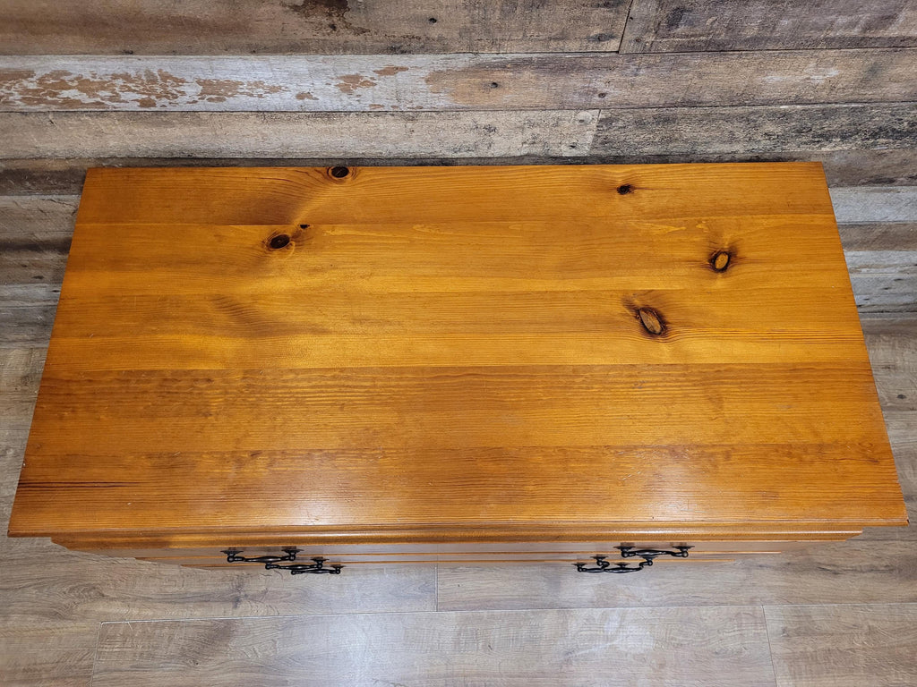 Solid Pine Chest Of Drawers Vintage Farmhouse Three Drawer Bedroom Storage