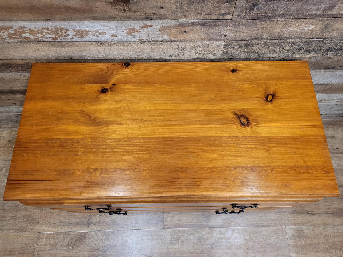 Solid Pine Chest Of Drawers Vintage Farmhouse Three Drawer Bedroom Storage