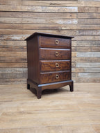 Stag Minstrel Four Drawer Bedside Chest Vintage Mahogany John Sylvia Reid