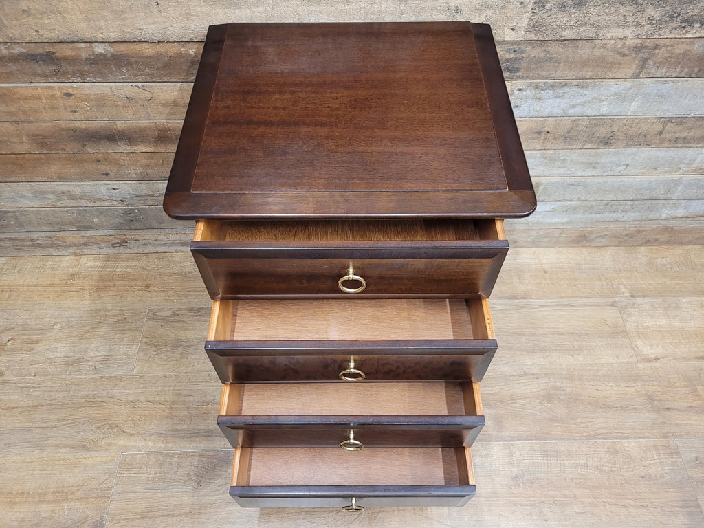Stag Minstrel Four Drawer Bedside Chest Vintage Mahogany John Sylvia Reid