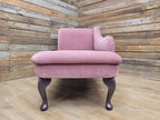 Pink Velvet Chaise Longue Victorian Style Scroll Back Daybed Sofa