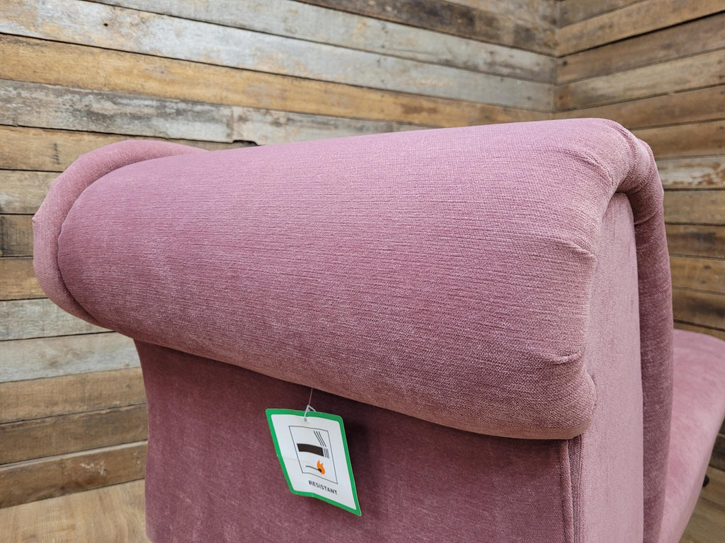 Pink Velvet Chaise Longue Victorian Style Scroll Back Daybed Sofa