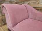 Pink Velvet Chaise Longue Victorian Style Scroll Back Daybed Sofa