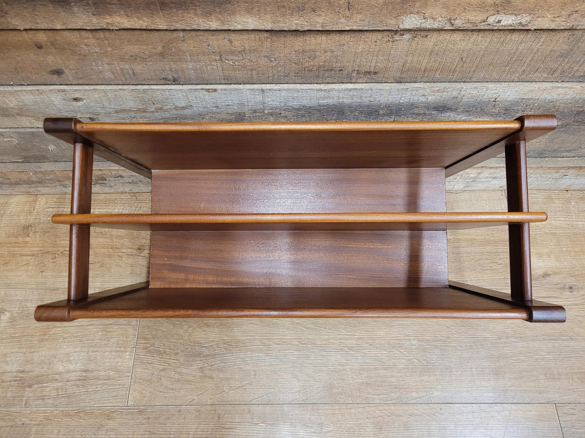 Vintage Teak Magazine Rack Mid Century Modern Record Holder Danish Style