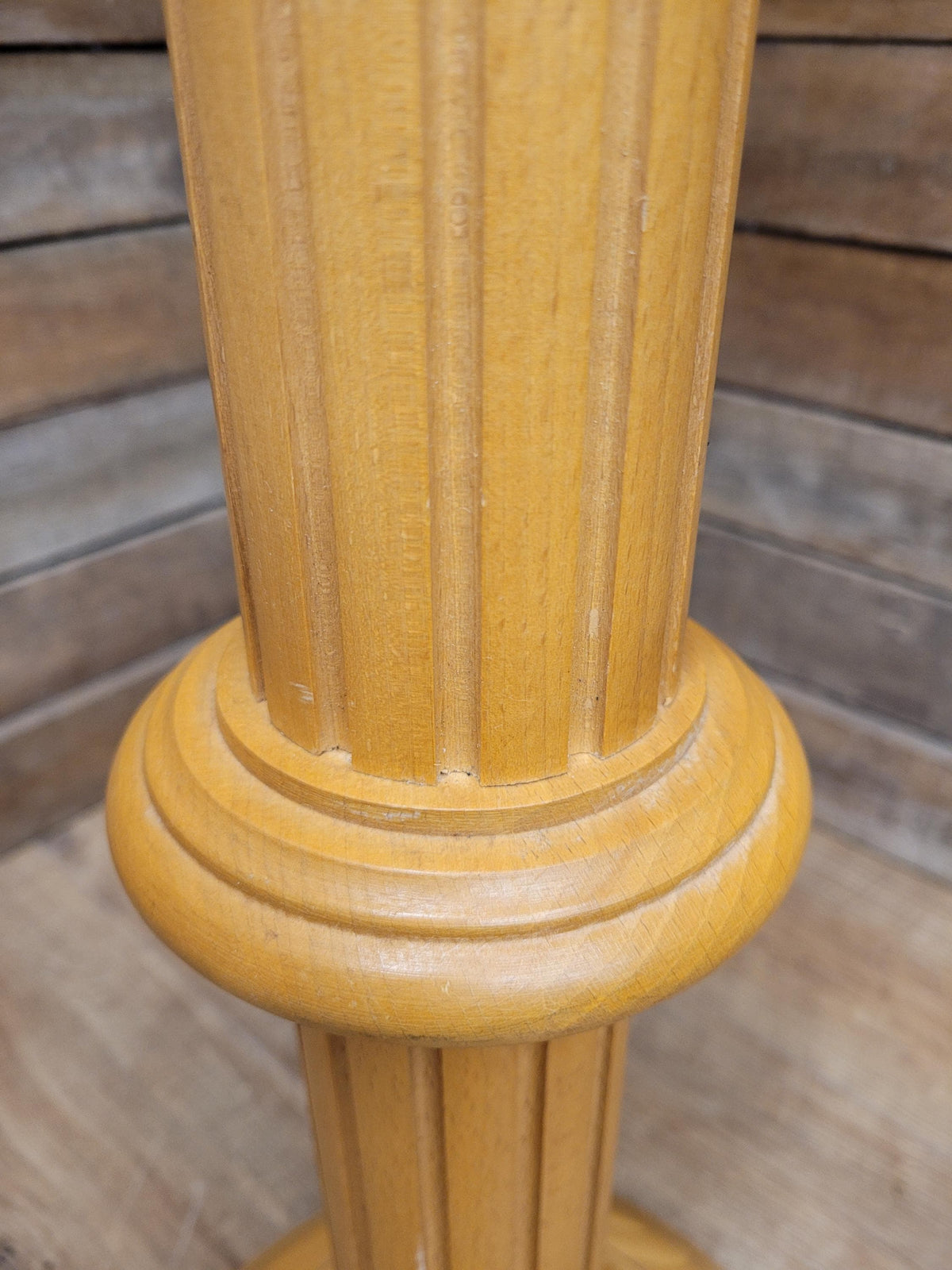 Blonde Wood Tall Torchiere Plant Stand Fluted Column Display Pedestal