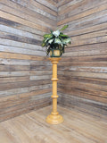Blonde Wood Tall Torchiere Plant Stand Fluted Column Display Pedestal