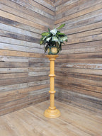 Blonde Wood Tall Torchiere Plant Stand Fluted Column Display Pedestal