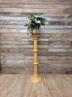 Blonde Wood Tall Torchiere Plant Stand Fluted Column Display Pedestal