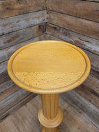 Blonde Wood Tall Torchiere Plant Stand Fluted Column Display Pedestal