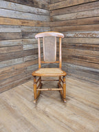 Antique Edwardian Bergere Rocking Chair Cane Seat Back Wooden Nursery Rocker