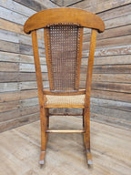 Antique Edwardian Bergere Rocking Chair Cane Seat Back Wooden Nursery Rocker