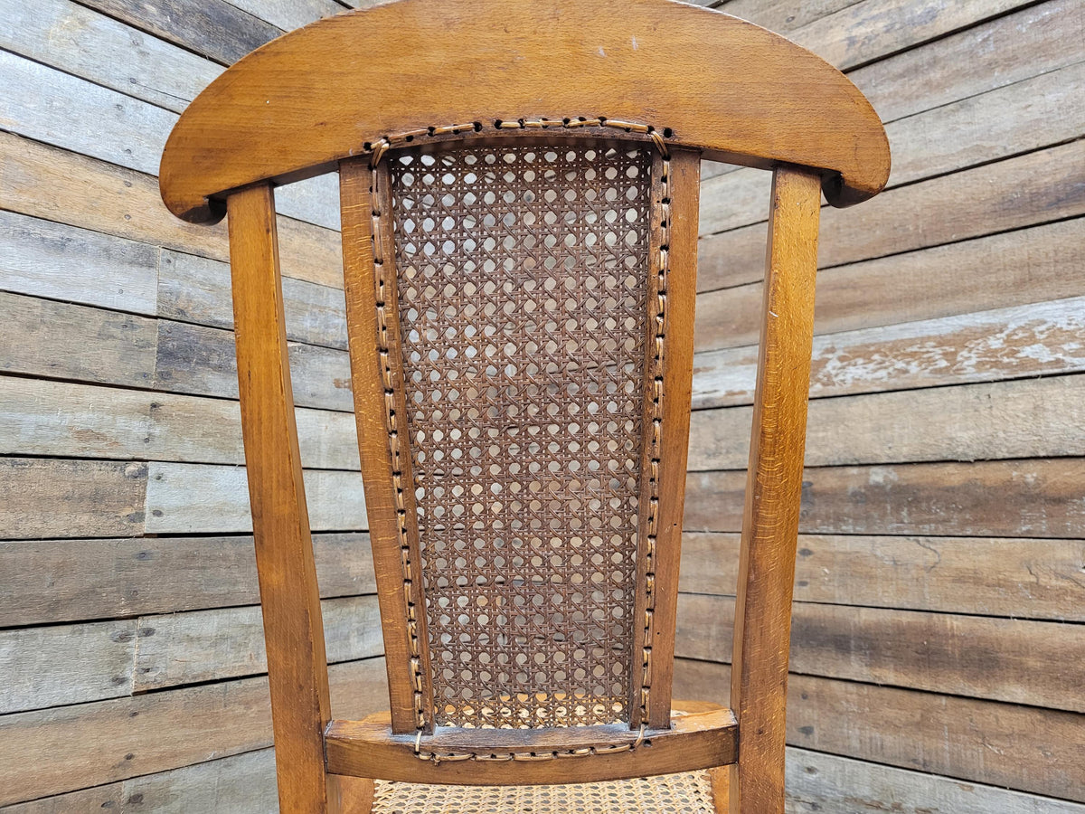 Antique Edwardian Bergere Rocking Chair Cane Seat Back Wooden Nursery Rocker