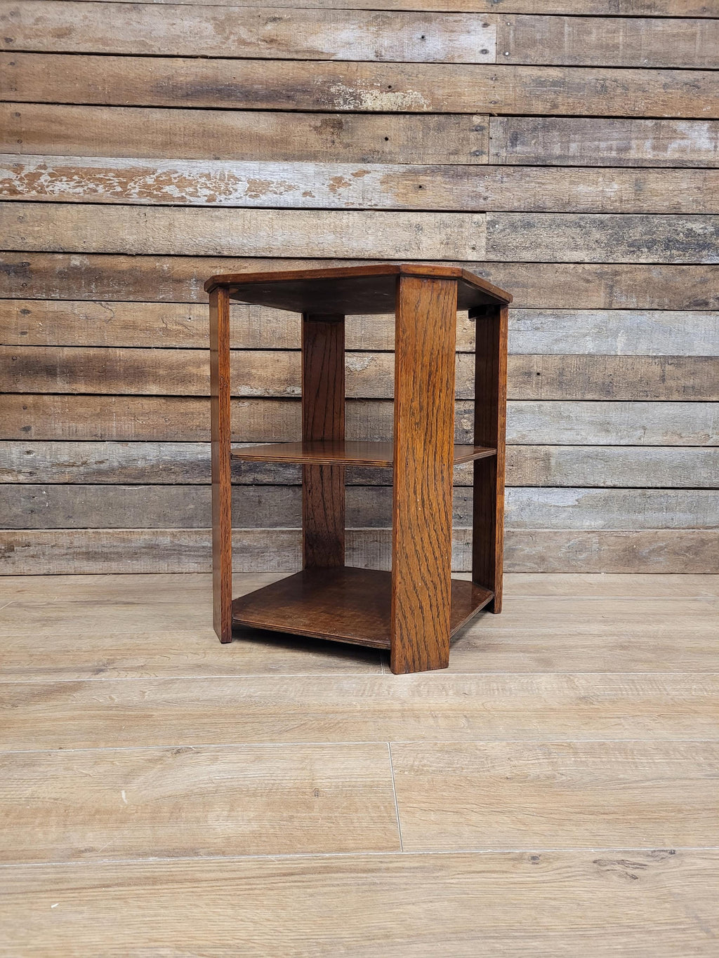 Art Deco Oak Book Table 1930s Octagonal Heals Style Three Tier