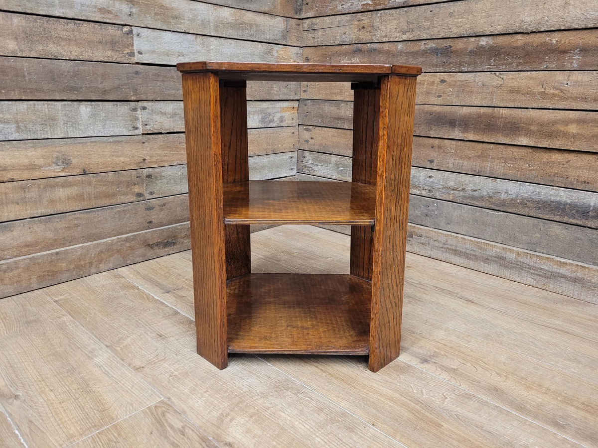 Art Deco Oak Book Table 1930s Octagonal Heals Style Three Tier