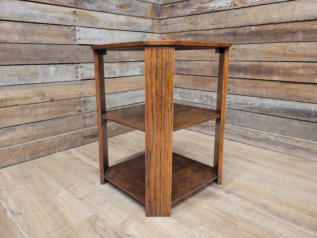 Art Deco Oak Book Table 1930s Octagonal Heals Style Three Tier