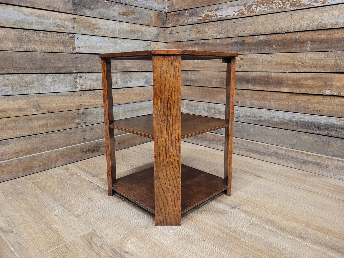 Art Deco Oak Book Table 1930s Octagonal Heals Style Three Tier