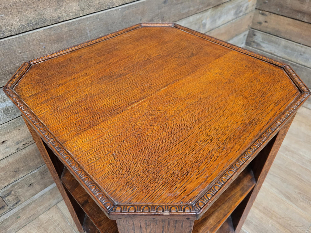 Art Deco Oak Book Table 1930s Octagonal Heals Style Three Tier