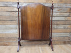 Victorian Mahogany Fire Screen Antique Silk Damask Panel Fireplace Guard