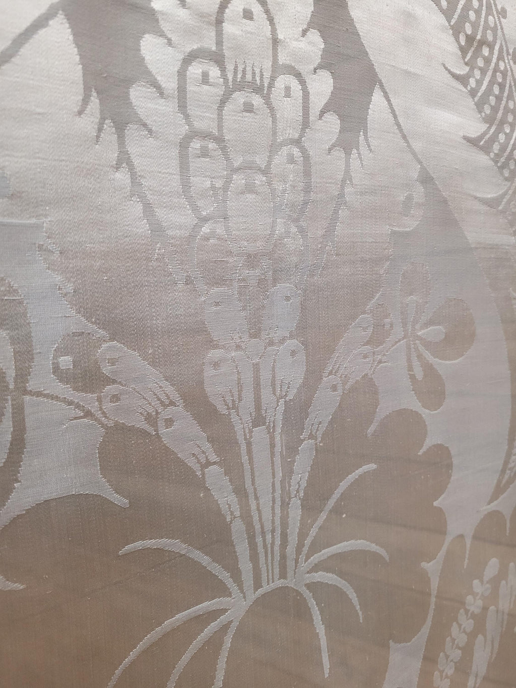 Victorian Mahogany Fire Screen Antique Silk Damask Panel Fireplace Guard