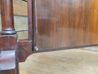Victorian Mahogany Fire Screen Antique Silk Damask Panel Fireplace Guard