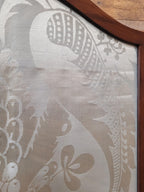 Victorian Mahogany Fire Screen Antique Silk Damask Panel Fireplace Guard