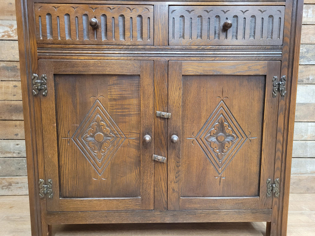 Jaycee Oak Welsh Dresser Vintage Carved Kitchen Display Cabinet Cupboard