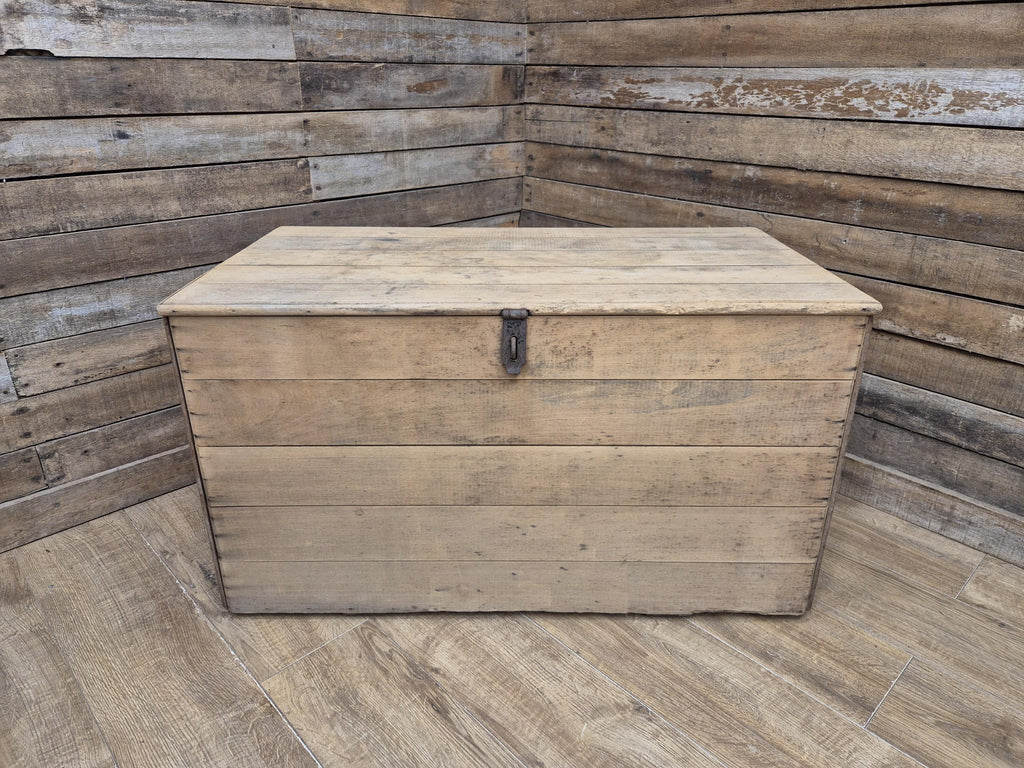 Antique Victorian Storage Chest Wooden Carriage Trunk Iron Handles