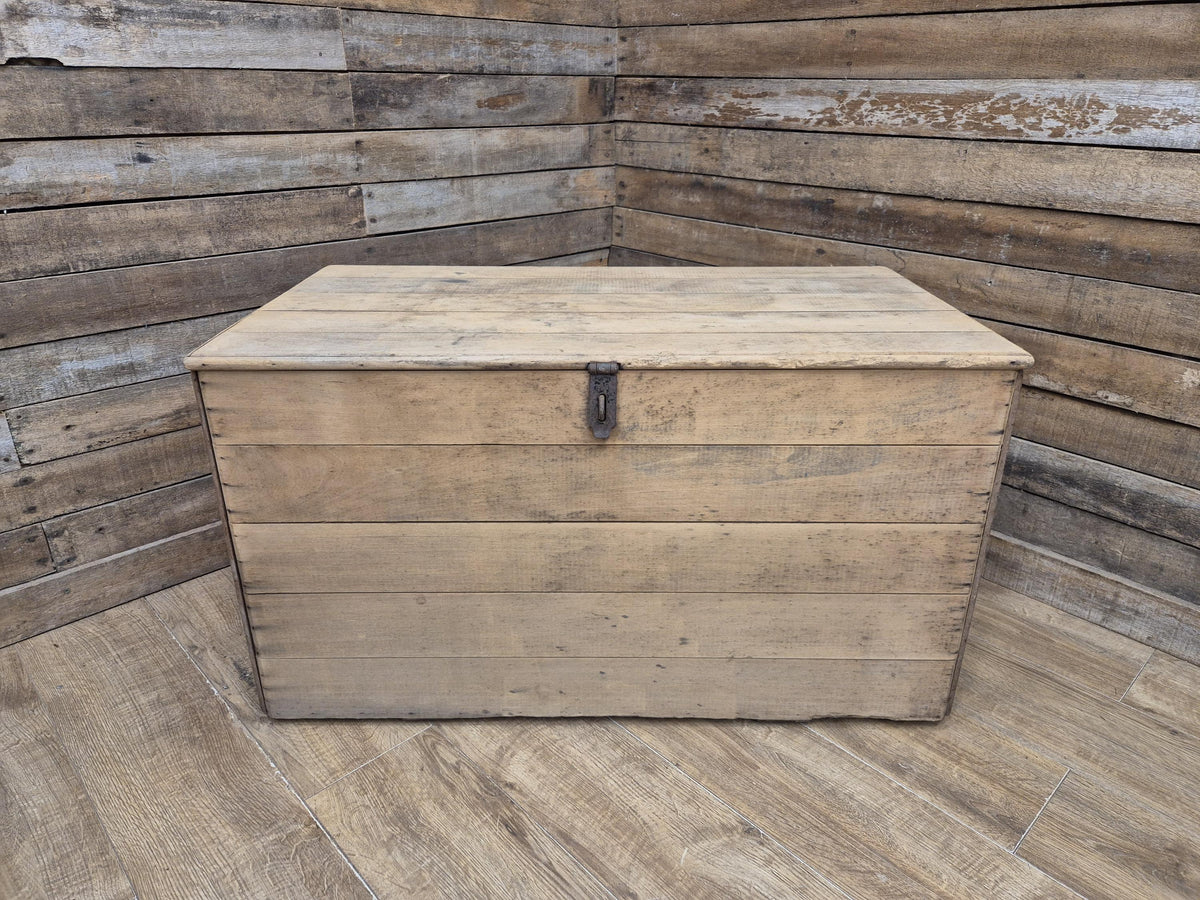 Antique Victorian Storage Chest Wooden Carriage Trunk Iron Handles