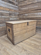 Antique Victorian Storage Chest Wooden Carriage Trunk Iron Handles