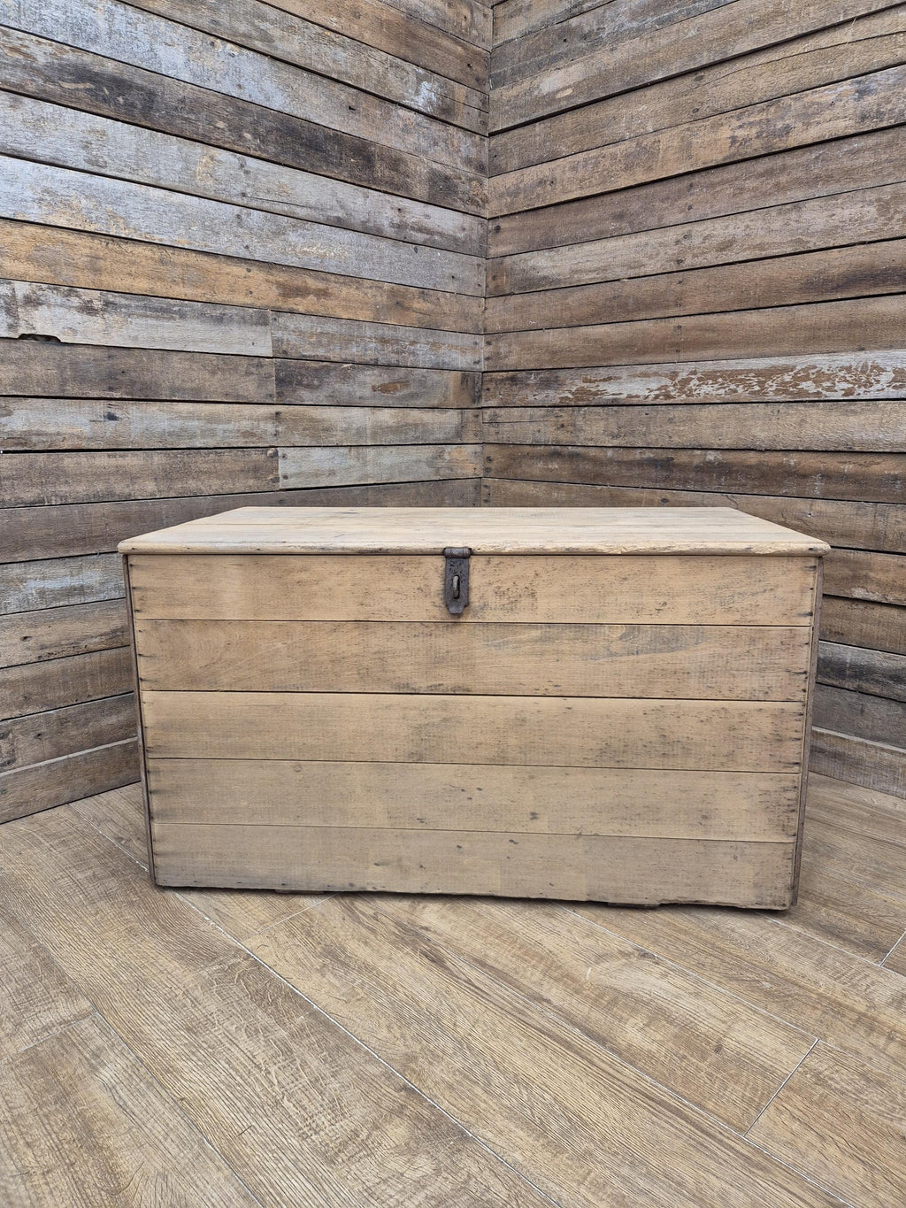 Antique Victorian Storage Chest Wooden Carriage Trunk Iron Handles