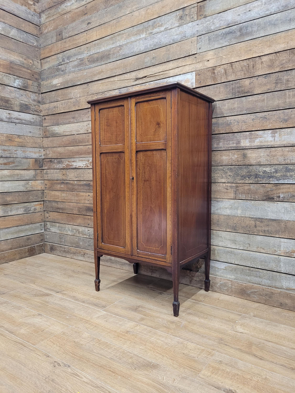 Antique Edwardian Mahogany Inlaid Music Cabinet Sheraton Revival Circa 1910
