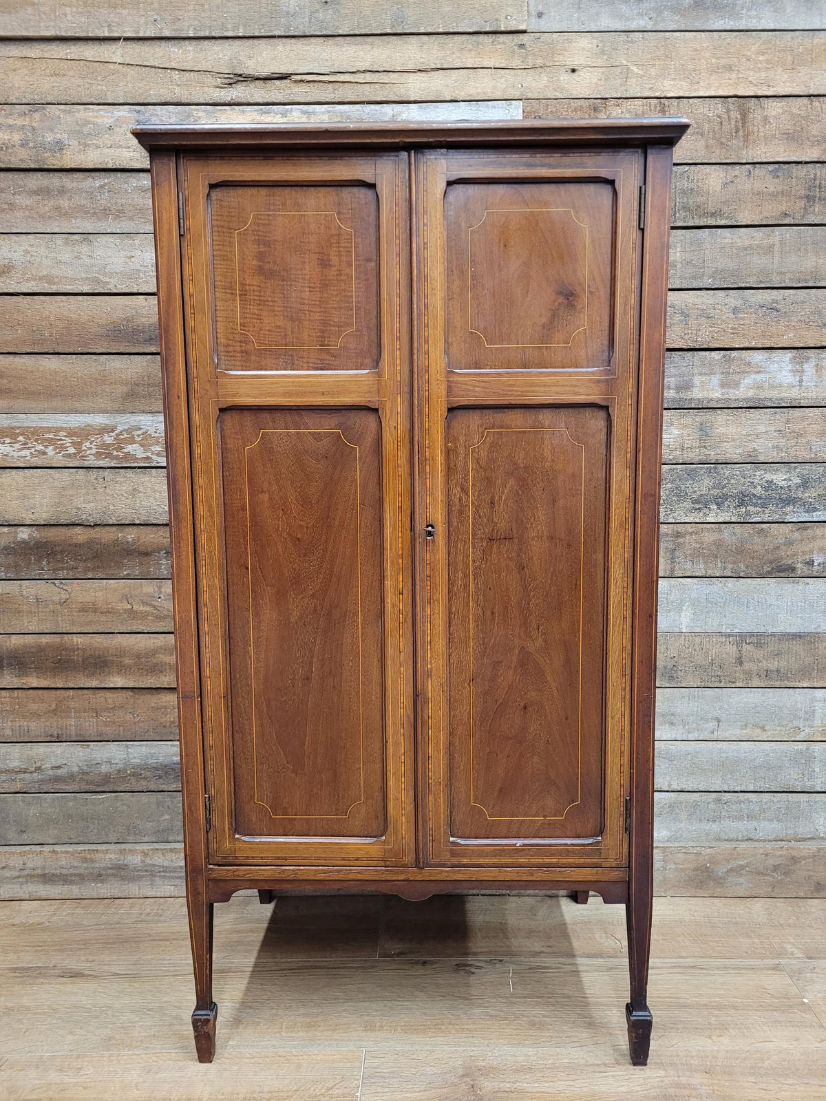 Antique Edwardian Mahogany Inlaid Music Cabinet Sheraton Revival Circa 1910