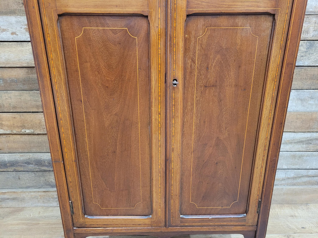 Antique Edwardian Mahogany Inlaid Music Cabinet Sheraton Revival Circa 1910