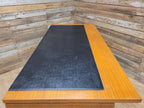 Abbess Linear Teak Executive Desk Attributed Mid Century Seven Drawers