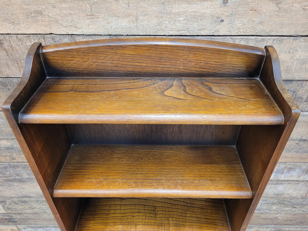 Vintage Oak Narrow Bookcase Arts And Crafts Style Five Tier Shelving
