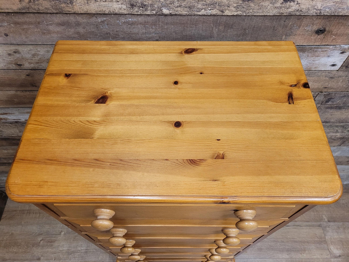 Solid Pine Slimline Tallboy Wellington Chest Of Six Drawers Farmhouse Style