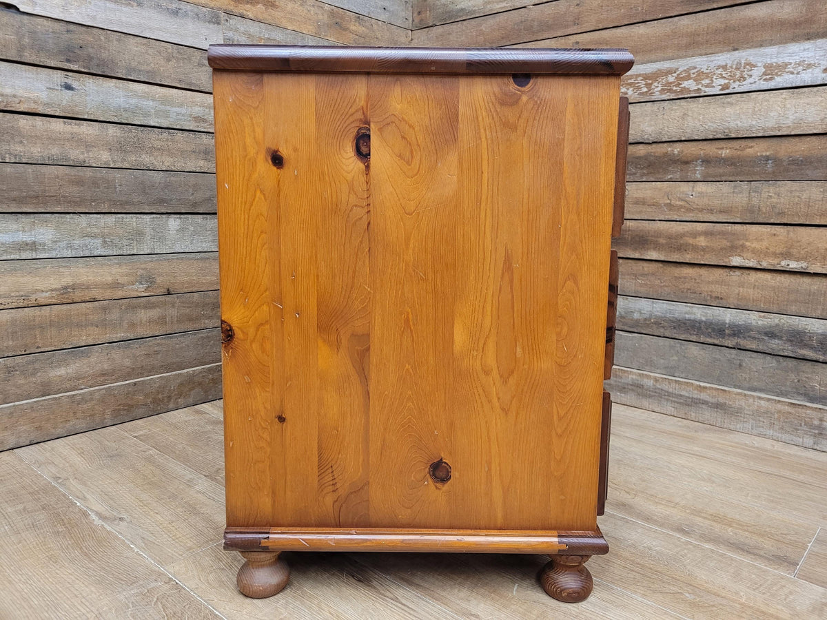 Solid Pine Chest Of Drawers Vintage Farmhouse Three Drawer Bedroom Storage
