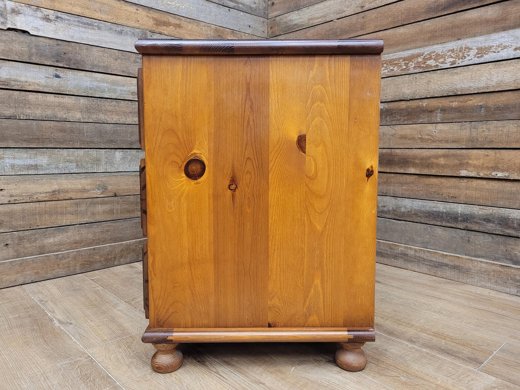 Solid Pine Chest Of Drawers Vintage Farmhouse Three Drawer Bedroom Storage