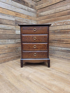 Stag Minstrel Four Drawer Bedside Chest Vintage Mahogany John Sylvia Reid