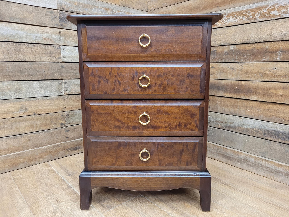 Stag Minstrel Four Drawer Bedside Chest Vintage Mahogany John Sylvia Reid